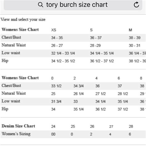 tory burch size chart clothing.